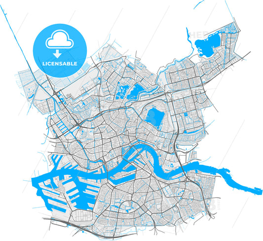 Rotterdam, South Holland, Netherlands, high quality vector map