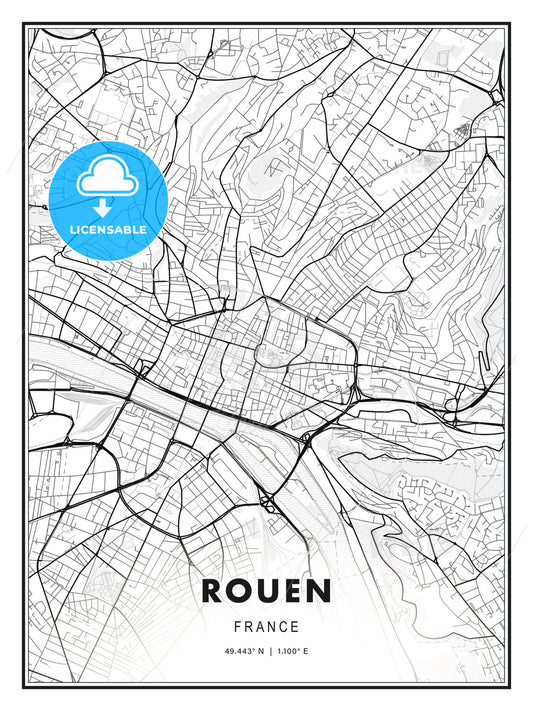 Rouen, France, Modern Print Template in Various Formats - HEBSTREITS Sketches