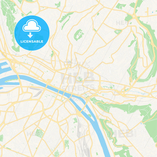 Rouen, France Vector Map - Classic Colors