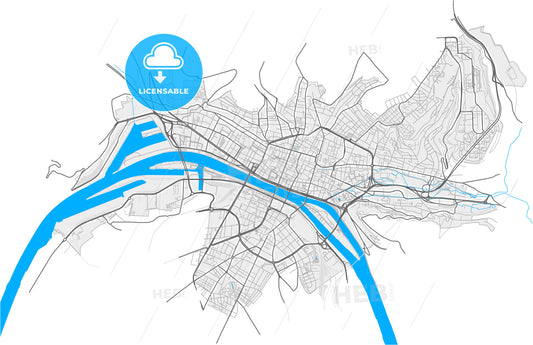 Rouen, Seine-Maritime, France, high quality vector map