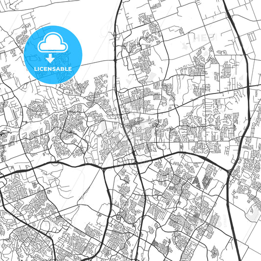 Round Rock, Texas - Area Map - Light