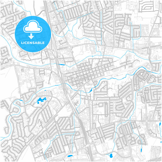 Round Rock, Texas, United States, city map with high quality roads.