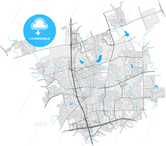 Round Rock, Texas, United States, high quality vector map