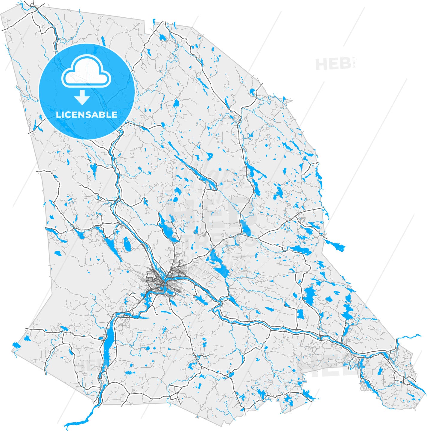 Rovaniemi, Finland, high quality vector map