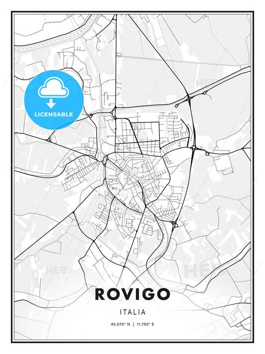 Rovigo, Italy, Modern Print Template in Various Formats - HEBSTREITS Sketches