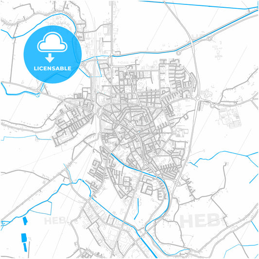 Rovigo, Veneto, Italy, city map with high quality roads.