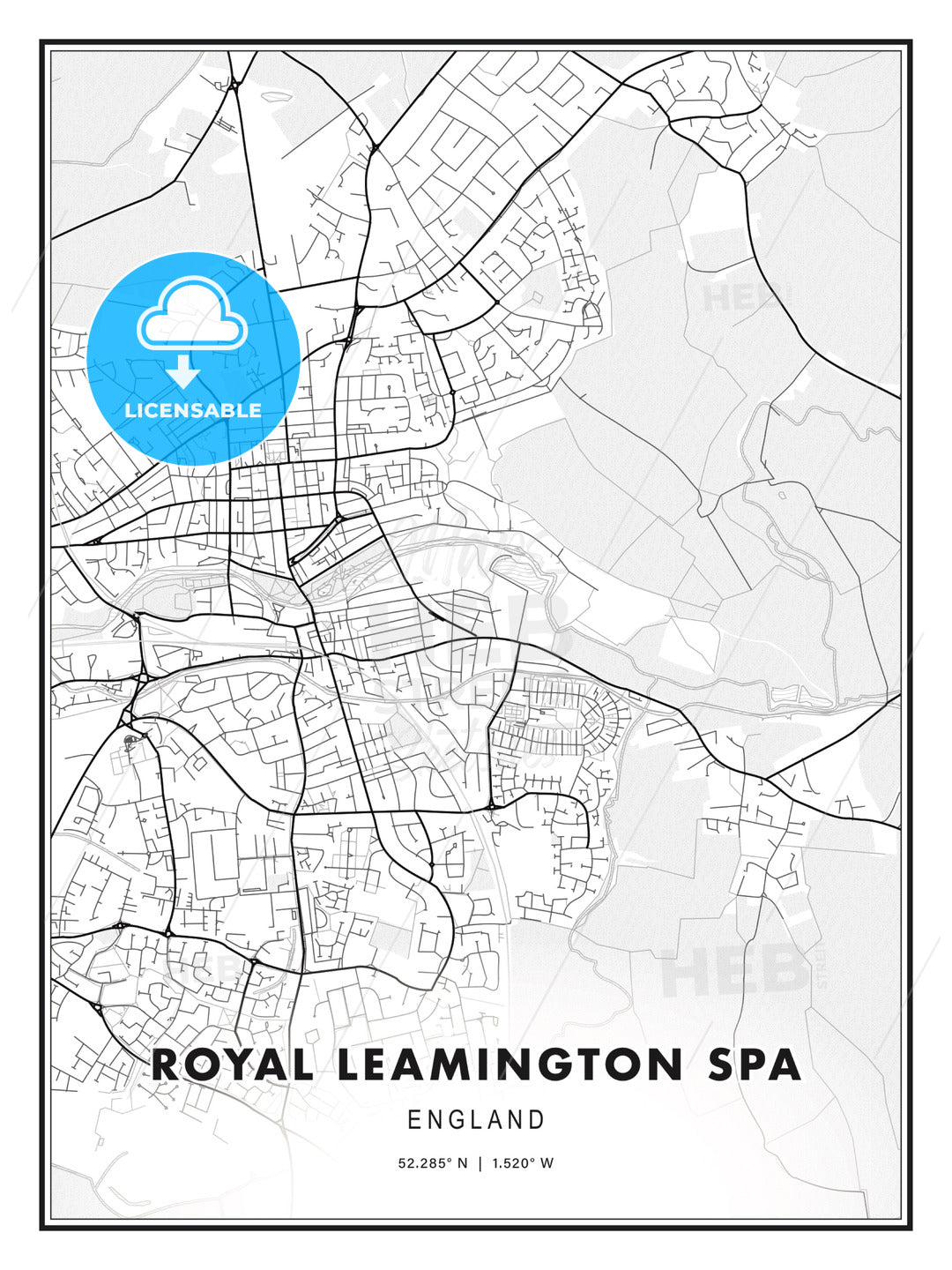 Royal Leamington Spa, England, Modern Print Template in Various Formats - HEBSTREITS Sketches