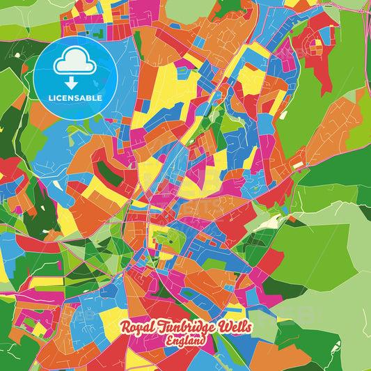 Royal Tunbridge Wells, England Crazy Colorful Street Map Poster Template - HEBSTREITS Sketches
