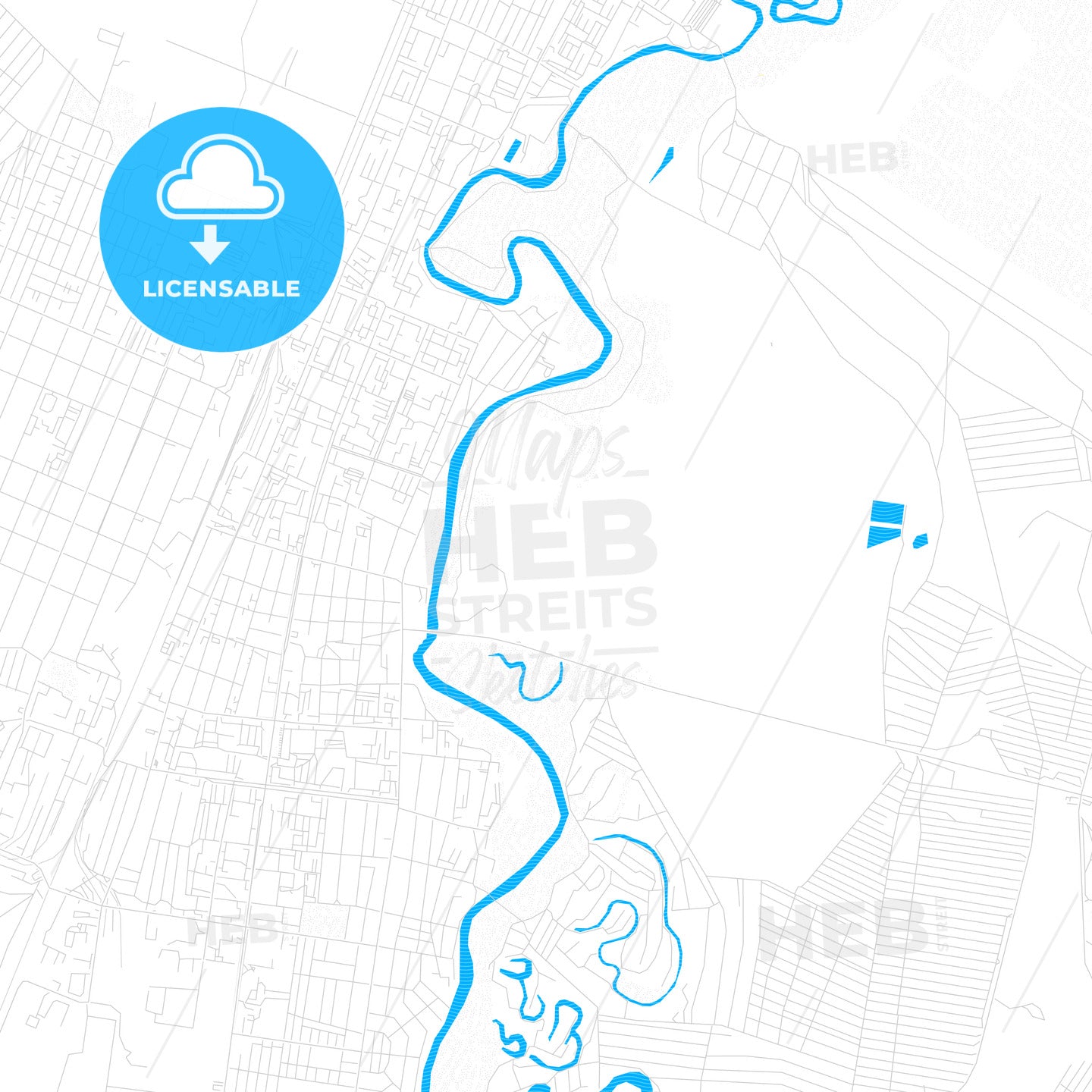 Rubtsovsk, Russia PDF vector map with water in focus