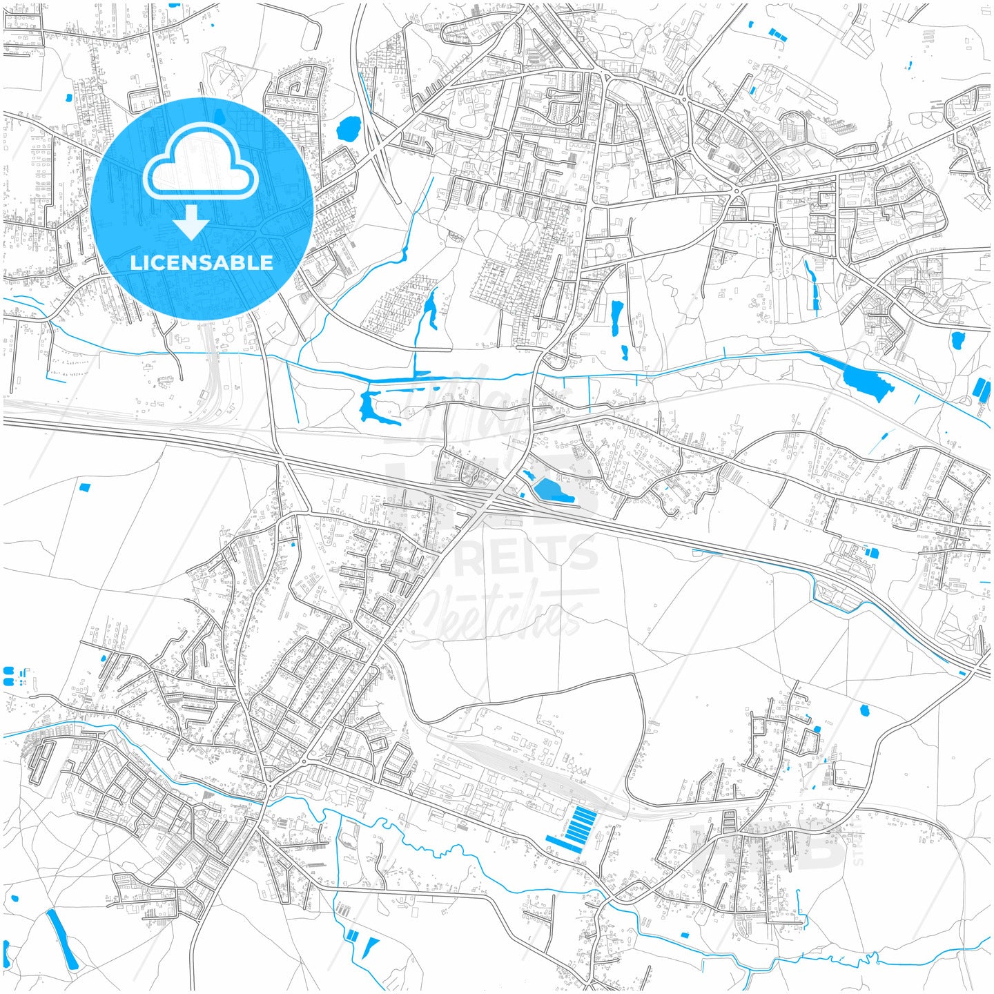 Ruda Śląska, Silesian, Poland, city map with high quality roads.