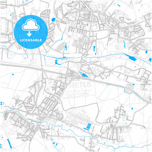 Ruda Śląska, Silesian, Poland, city map with high quality roads.