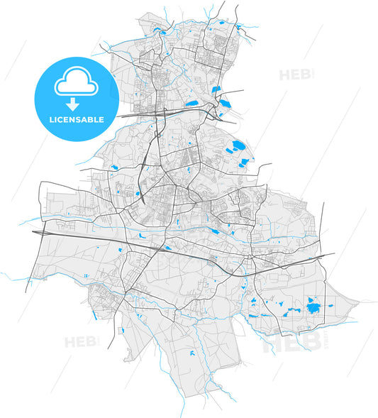 Ruda Śląska, Silesian, Poland, high quality vector map