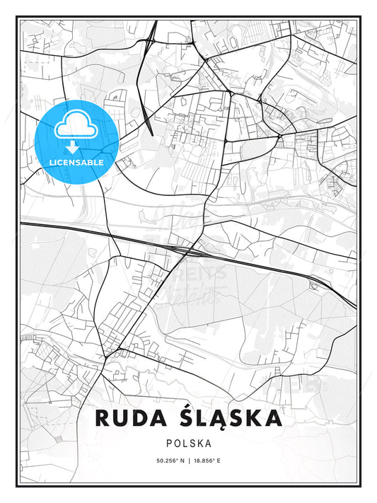 Ruda Śląska, Poland, Modern Print Template in Various Formats - HEBSTREITS Sketches