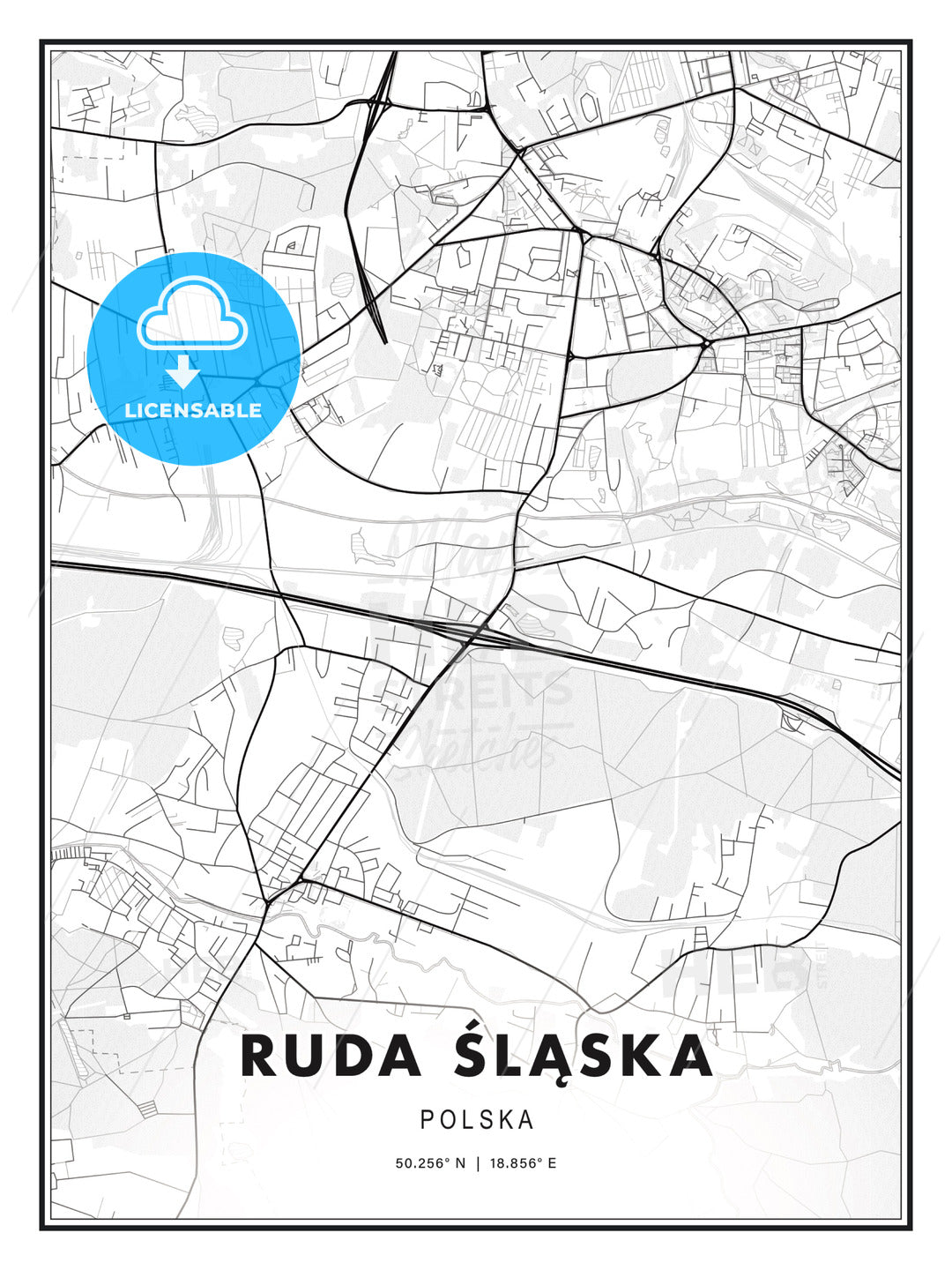 Ruda Śląska, Poland, Modern Print Template in Various Formats - HEBSTREITS Sketches
