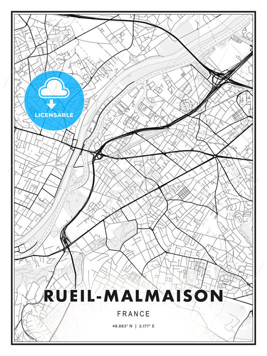 Rueil-Malmaison, France, Modern Print Template in Various Formats - HEBSTREITS Sketches