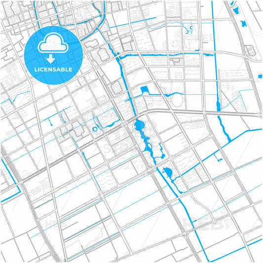 Rugao, Jiangsu, China, city map with high quality roads.