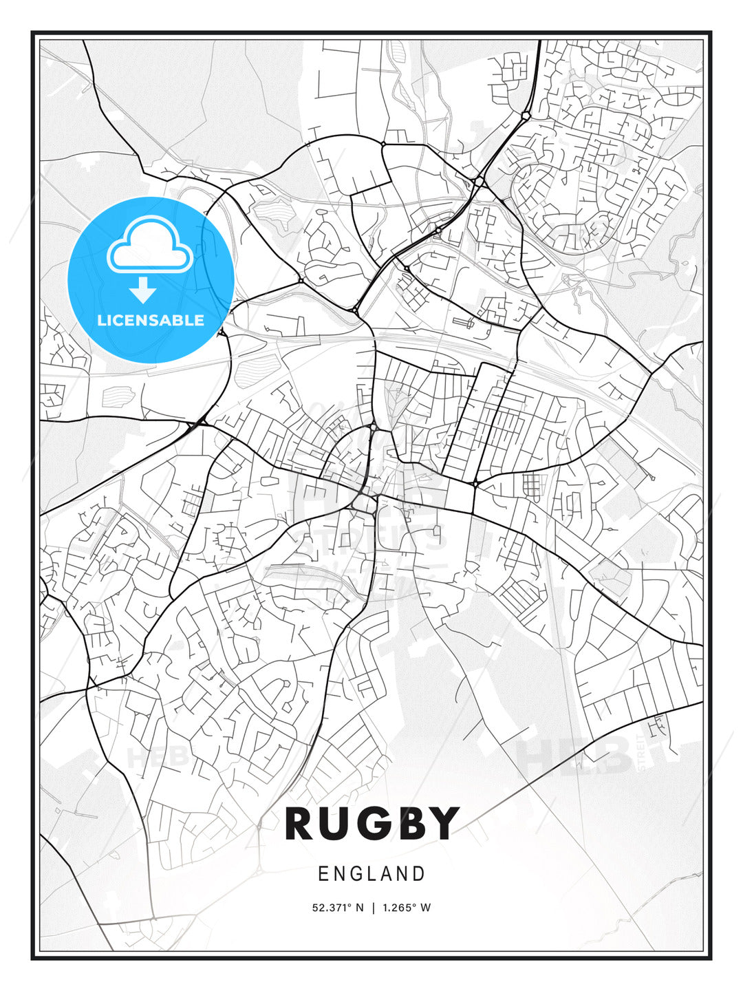 Rugby, England, Modern Print Template in Various Formats - HEBSTREITS Sketches