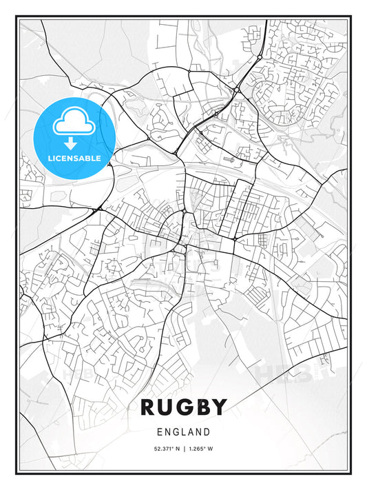 Rugby, England, Modern Print Template in Various Formats - HEBSTREITS Sketches