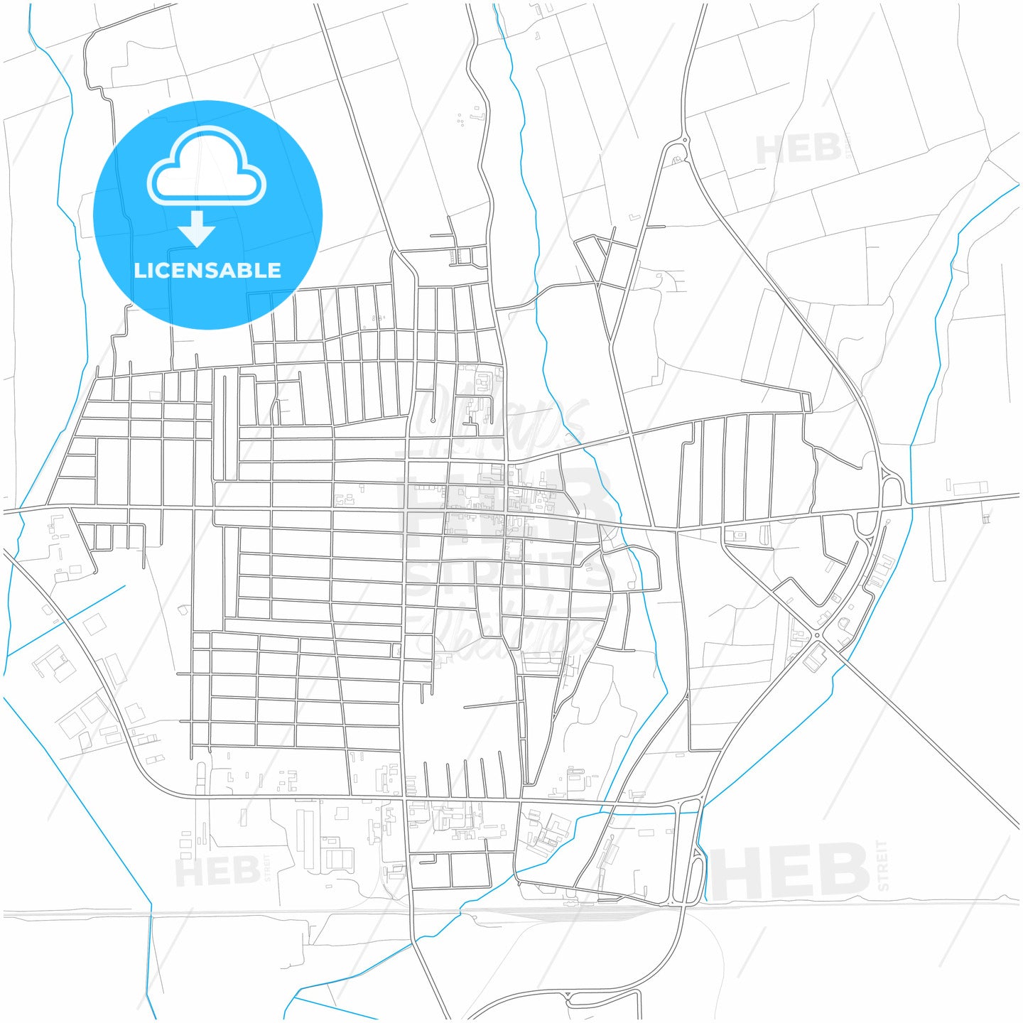 Ruma, Srem, Serbia, city map with high quality roads.