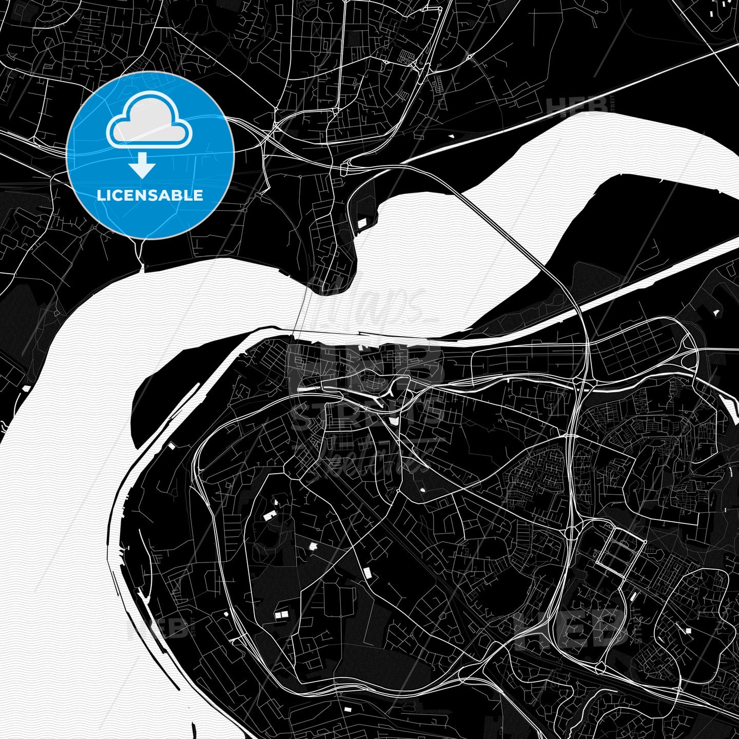 Runcorn, England Pdf Vector Map Black And White – HEBSTREITS