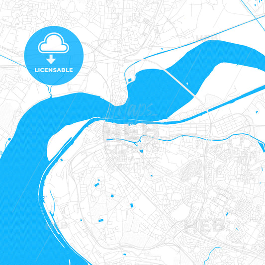 Runcorn, England PDF vector map with water in focus