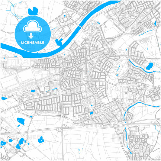 Russelsheim am Main, Hesse, Germany, city map with high quality roads.