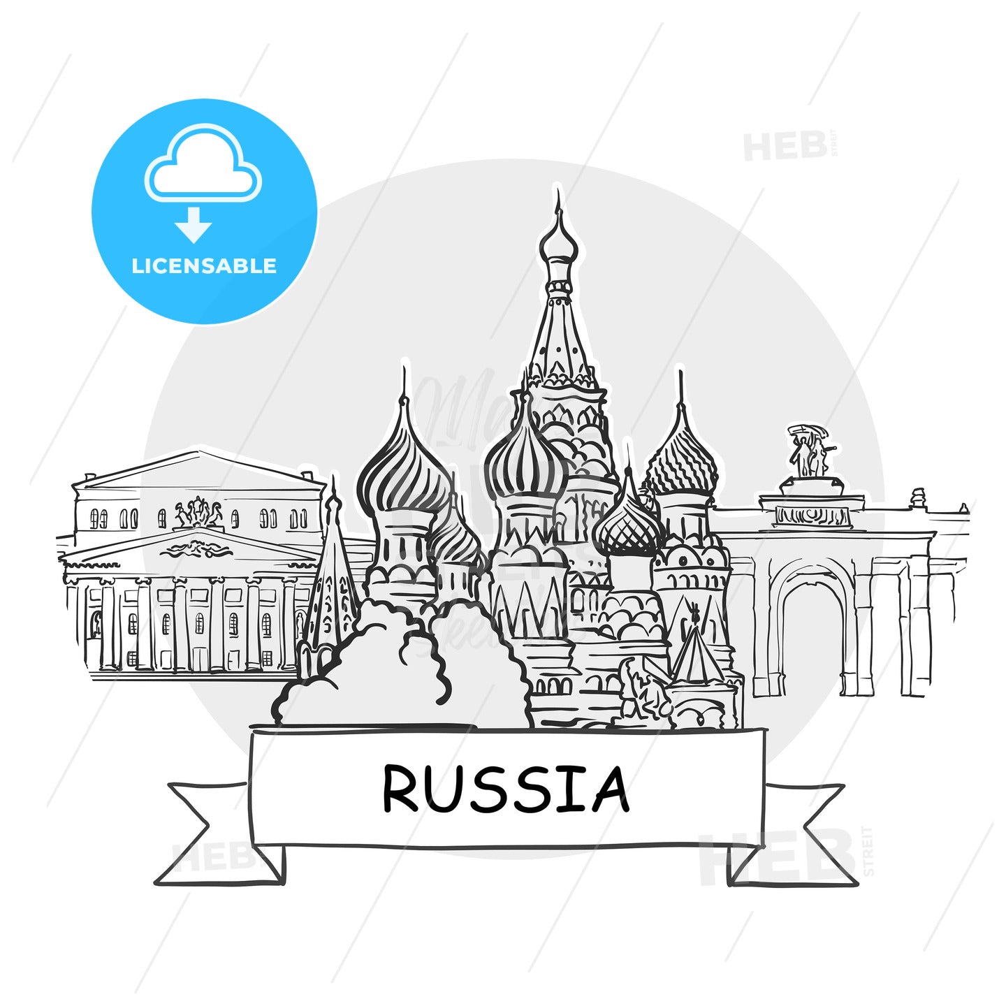 Russia hand-drawn urban vector sign – instant download