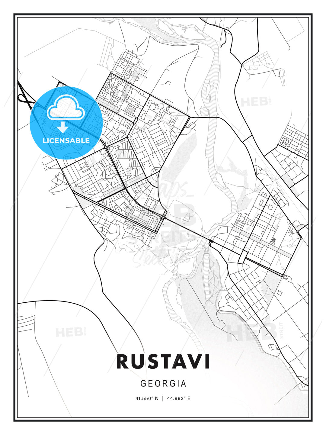 Rustavi, Georgia, Modern Print Template in Various Formats - HEBSTREITS Sketches