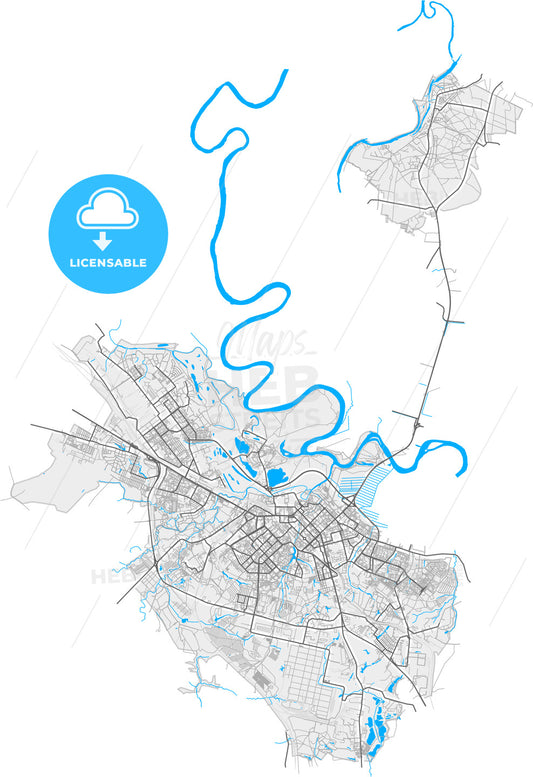 Ryazan, Ryazan Oblast, Russia, high quality vector map