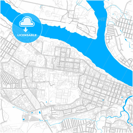 Rybinsk, Yaroslavl Oblast, Russia, city map with high quality roads.