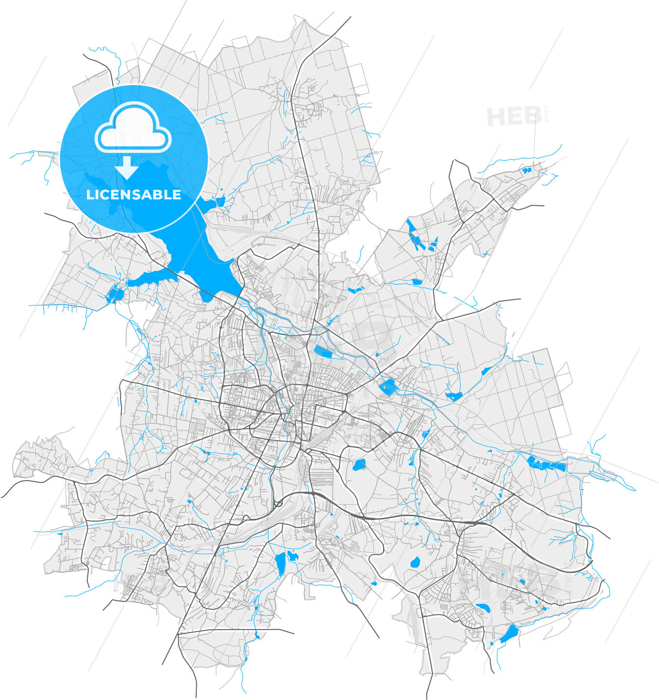 Rybnik, Silesian, Poland, high quality vector map