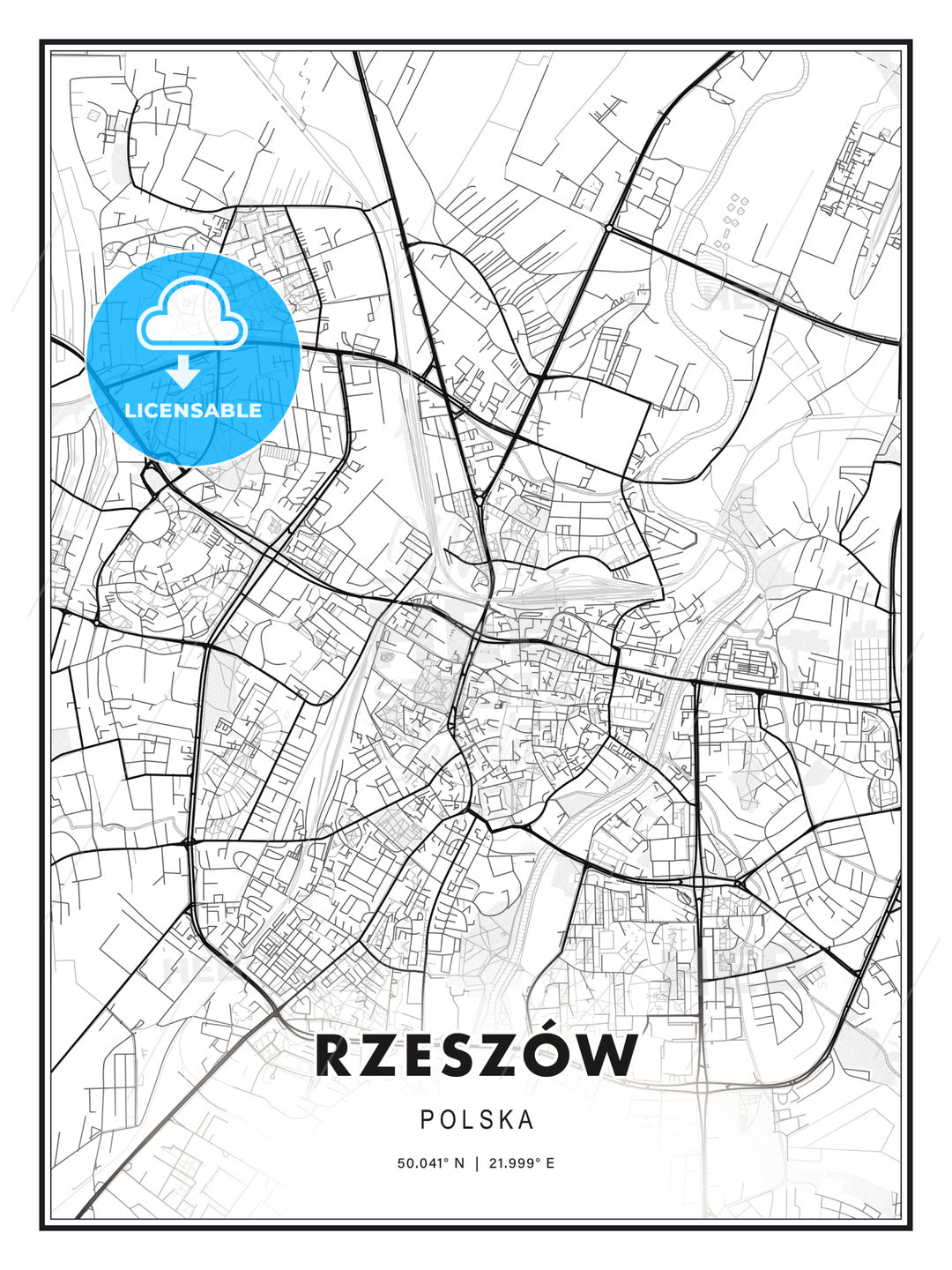 Rzeszów, Poland, Modern Print Template in Various Formats - HEBSTREITS Sketches