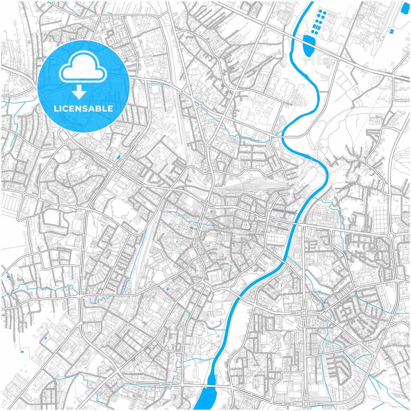 Rzeszów, Podkarpackie, Poland, city map with high quality roads.