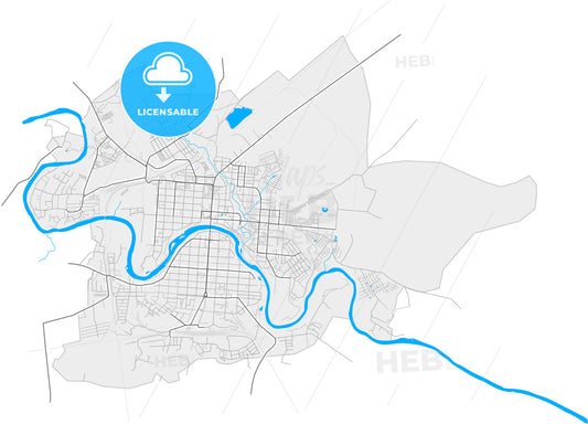 Rzhev, Tver Oblast, Russia, high quality vector map