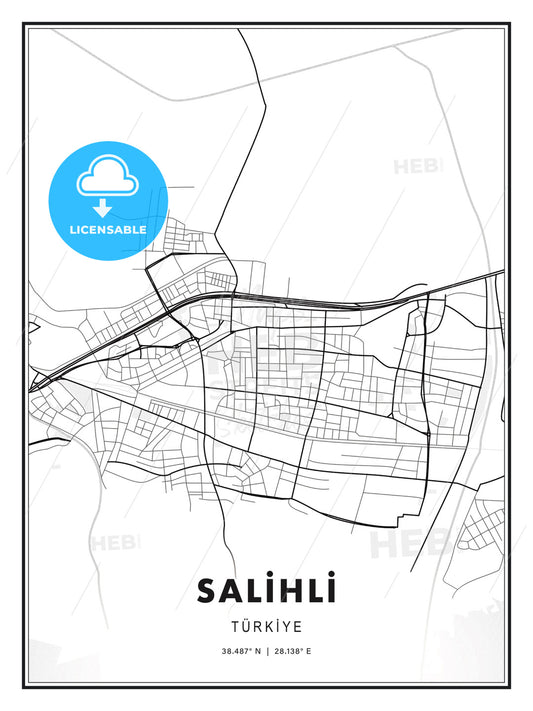 SALİHLİ / Salihli, Turkey, Modern Print Template in Various Formats - HEBSTREITS Sketches