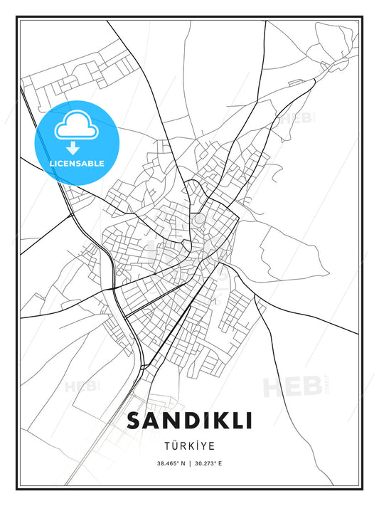 SANDIKLI / Sandıklı, Turkey, Modern Print Template in Various Formats - HEBSTREITS Sketches