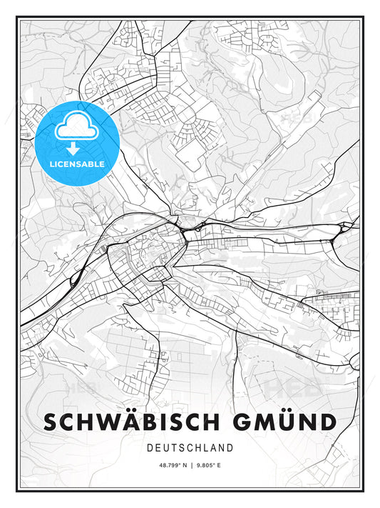 SCHWÄBISCH GMÜND / Schwabisch Gmund, Germany, Modern Print Template in Various Formats - HEBSTREITS Sketches