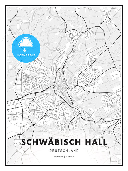 SCHWÄBISCH HALL / Schwabisch Hall, Germany, Modern Print Template in Various Formats - HEBSTREITS Sketches