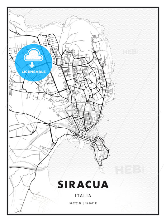 SIRACUA / Syracuse, Italy, Modern Print Template in Various Formats - HEBSTREITS Sketches