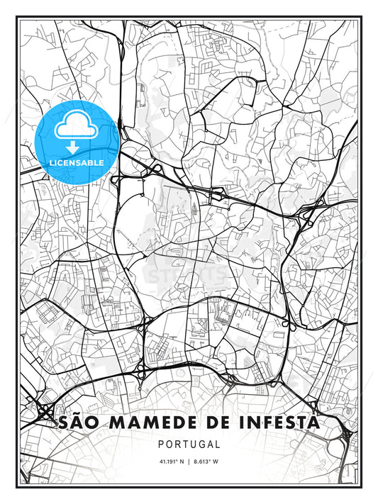 São Mamede de Infesta, Portugal, Modern Print Template in Various Formats - HEBSTREITS Sketches