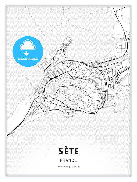Sète, France, Modern Print Template in Various Formats - HEBSTREITS Sketches