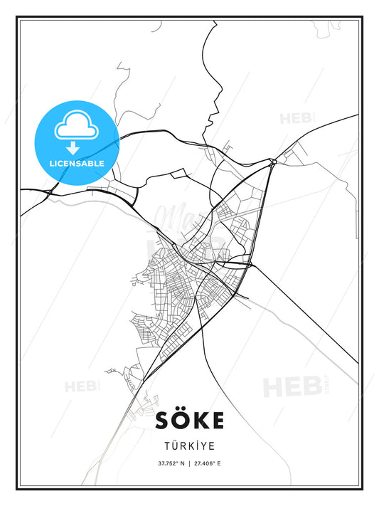 Söke, Turkey, Modern Print Template in Various Formats - HEBSTREITS Sketches