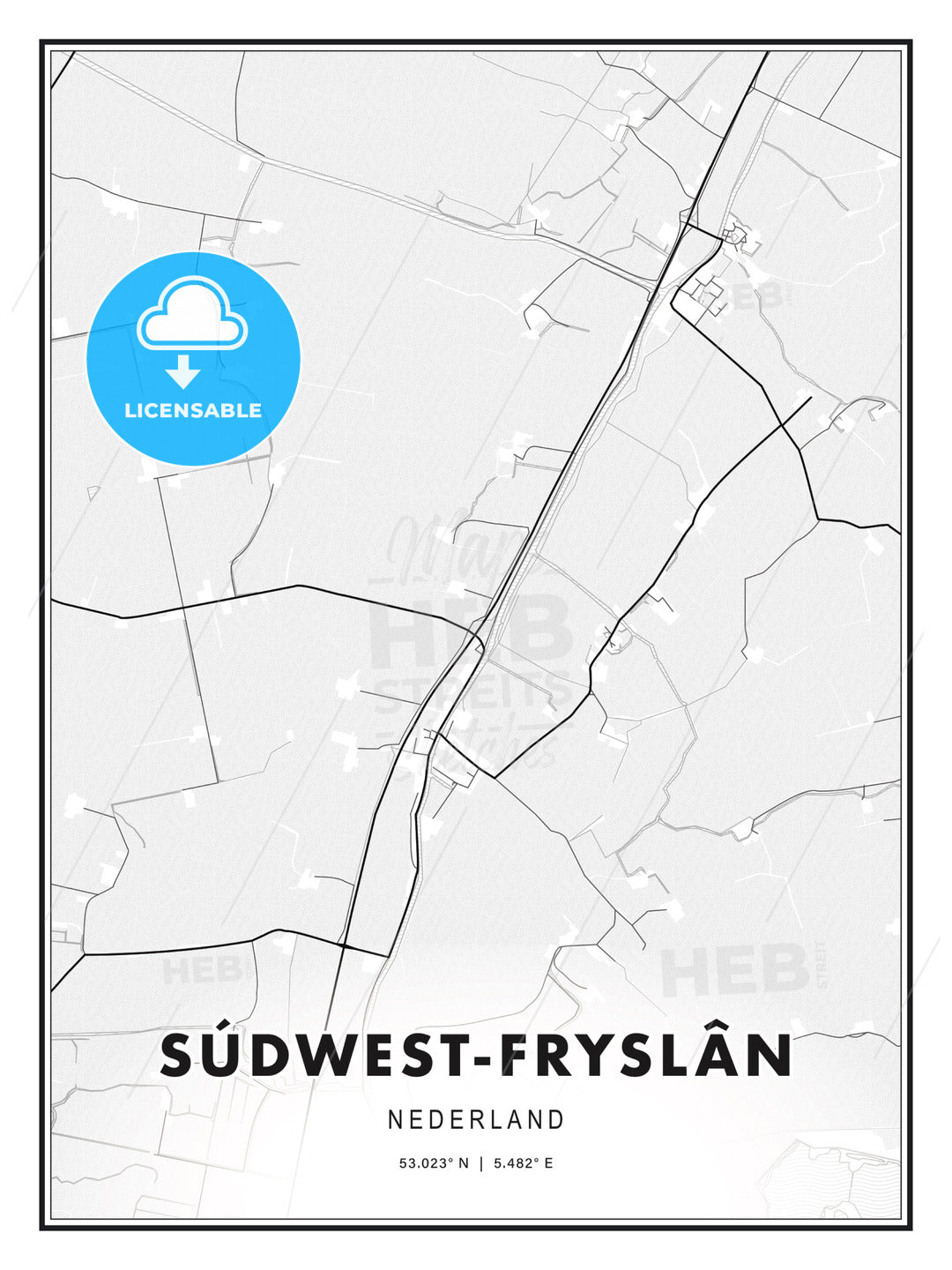 Súdwest-Fryslân, Netherlands, Modern Print Template in Various Formats - HEBSTREITS Sketches