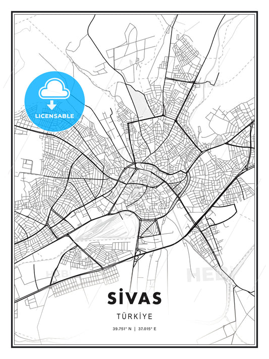 SİVAS / Sivas, Turkey, Modern Print Template in Various Formats - HEBSTREITS Sketches