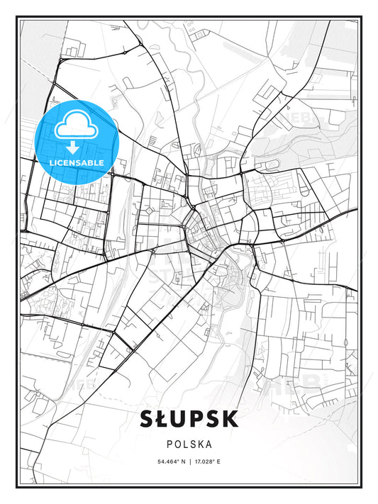 Słupsk, Poland, Modern Print Template in Various Formats - HEBSTREITS Sketches