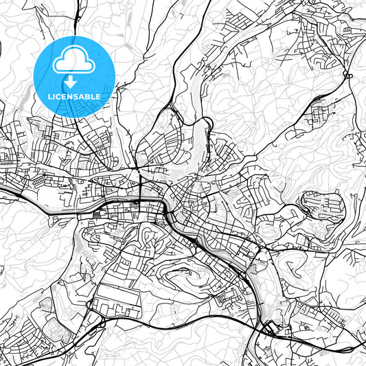 Saarbrücken, Germany, Vector Map - Light
