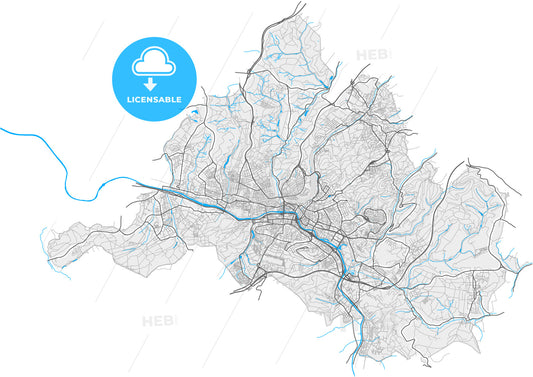 Saarbrucken, Saarland, Germany, high quality vector map