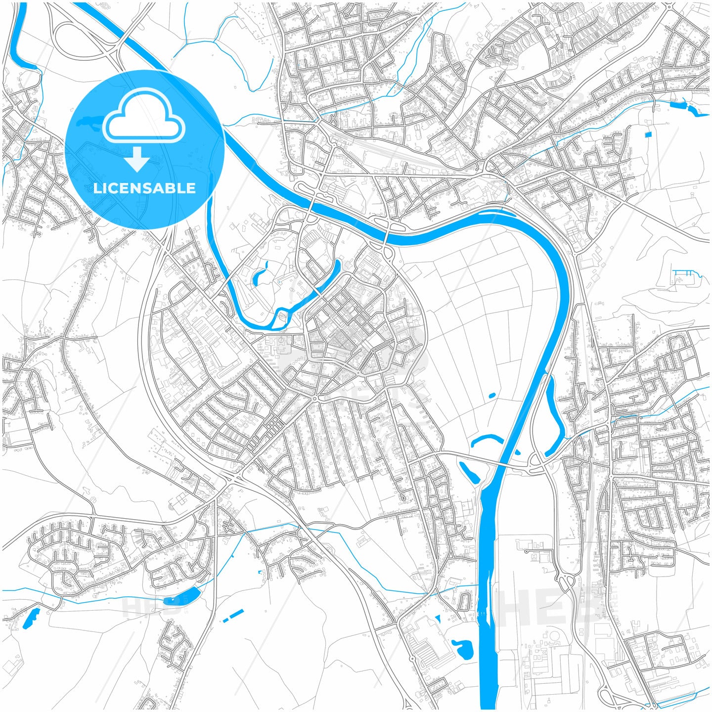 Saarlouis, Saarland, Germany, city map with high quality roads.