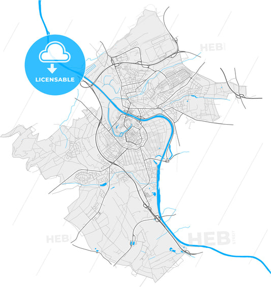 Saarlouis, Saarland, Germany, high quality vector map