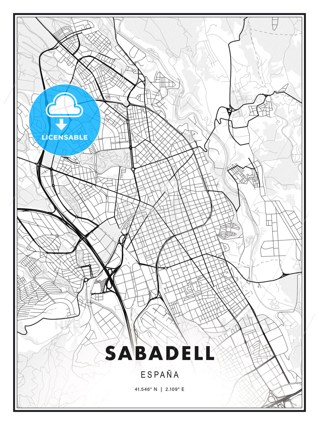 Sabadell, Spain, Modern Print Template in Various Formats - HEBSTREITS Sketches